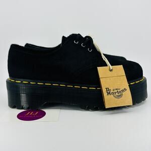 Dr. Martens Women's 1461 Quad Black Hair On Platform Oxford Shoes Size 6